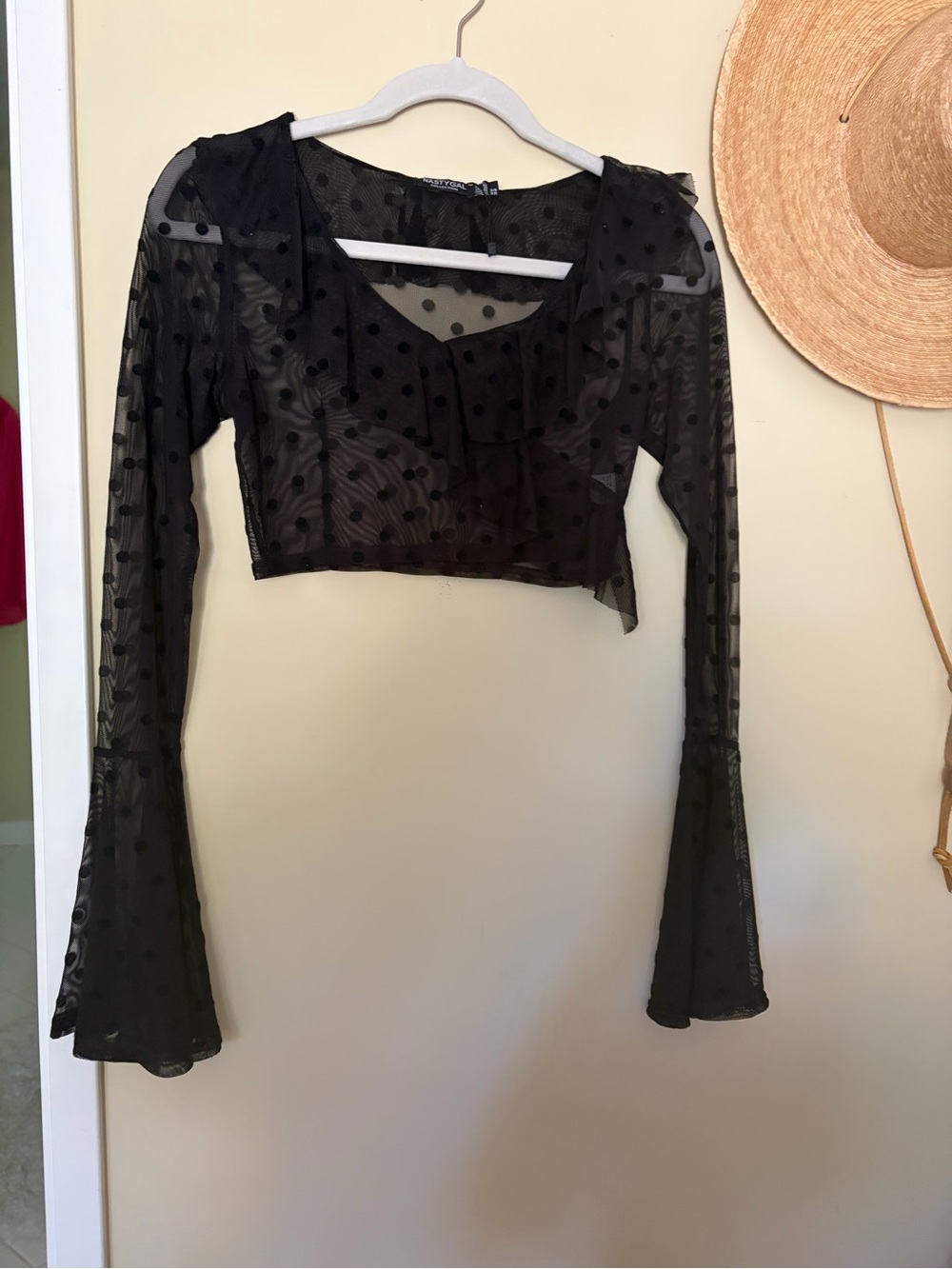 Nasty Gal Collection Sheer Polka Dot Crop